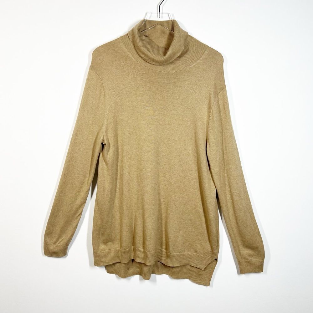Gap Designed + Crafted Women’s Size Large Turtleneck High Low Sweater Khaki Tan